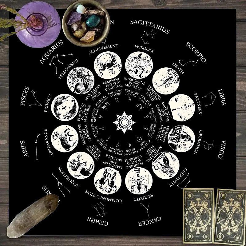 Zodiac Pattern Tarot Cloth - S - đánh giá và giá Zodiac Party Games