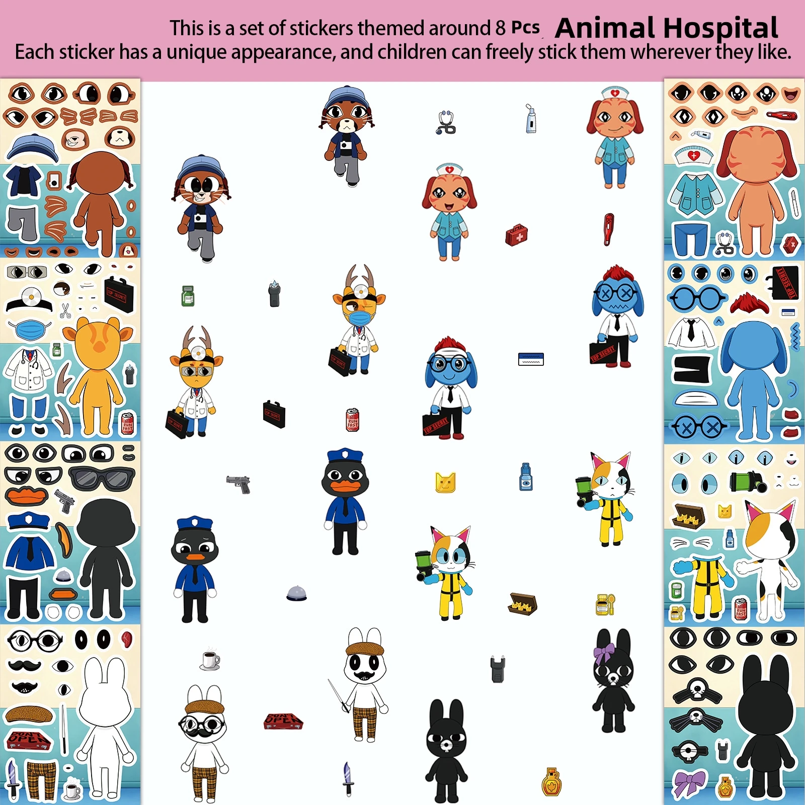 8Pcs/Set Animal Hospital Puzzl - đánh giá và giá Party Games Good